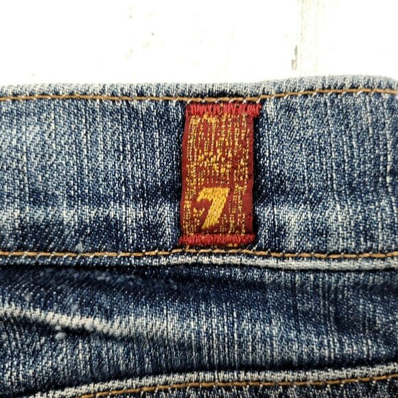 7 For All Mankind Womens Blue Denim Crop Dojo Jeans Size 28 (30x21) EUC - Picture 10 of 10